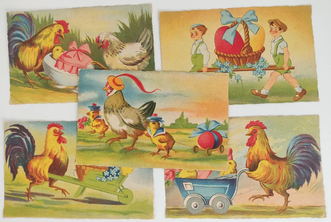 Alte Motiv-Ansichtskarten Ostern - 5 Stück - Bild 2