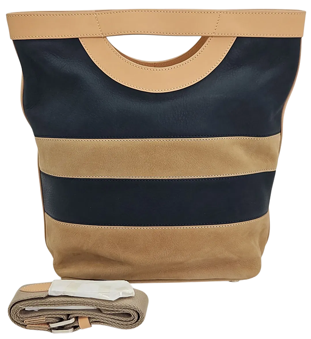 Max V. Koenig Damen Handtasche, marine/beige - mittel - Bild 4