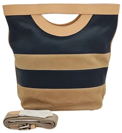 Max V. Koenig Damen Handtasche, marine/beige - mittel - Bild 1