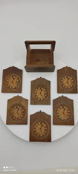 Holz-Untersetzer 6er-Set Sonstige Uhr-Design | Zeitloser Charme - Bild 2