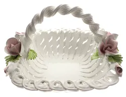 Porzellan Blumenkorb mit Rosen | Handarbeit | Made in Italy | ca. 30 x 27 cm - Bild 3