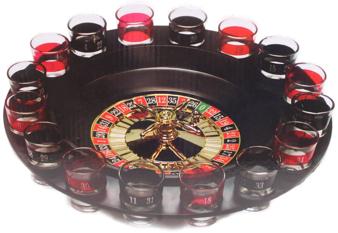 Trinkspiel Roulette – Drinking Game – Partyspiel mit Roulette & 16 Schnapsgläsern, Original Karton – Bild 4
