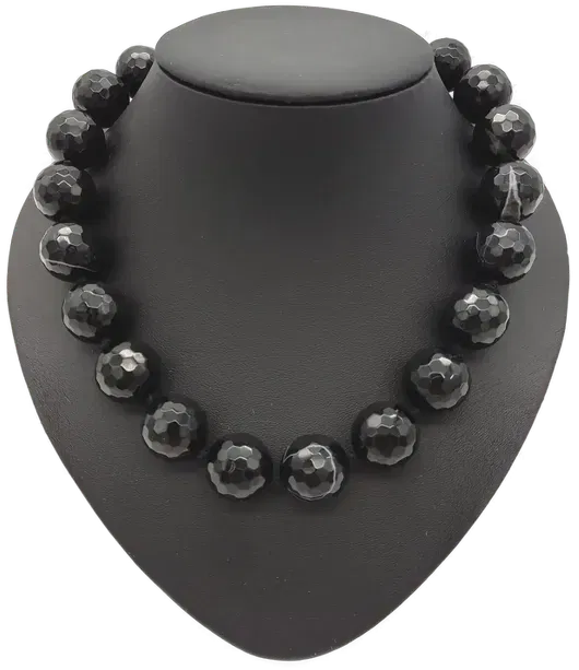 Damen Kette Halbedelstein Schwarzer Achat facettiert  - Bild 2