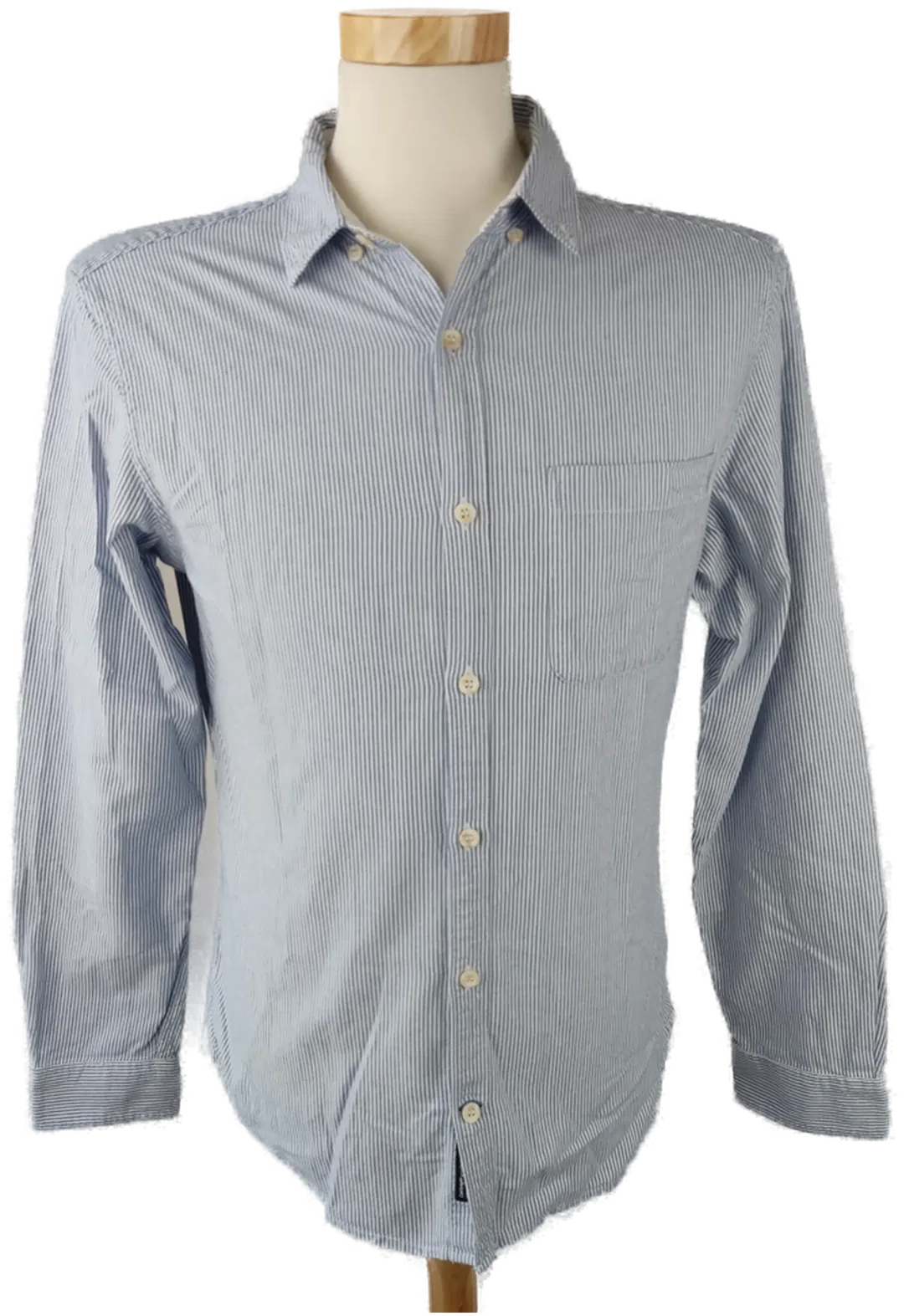 Pull & Bear Herrenhemd blau, weiß gestreift - Gr. M - Bild 1