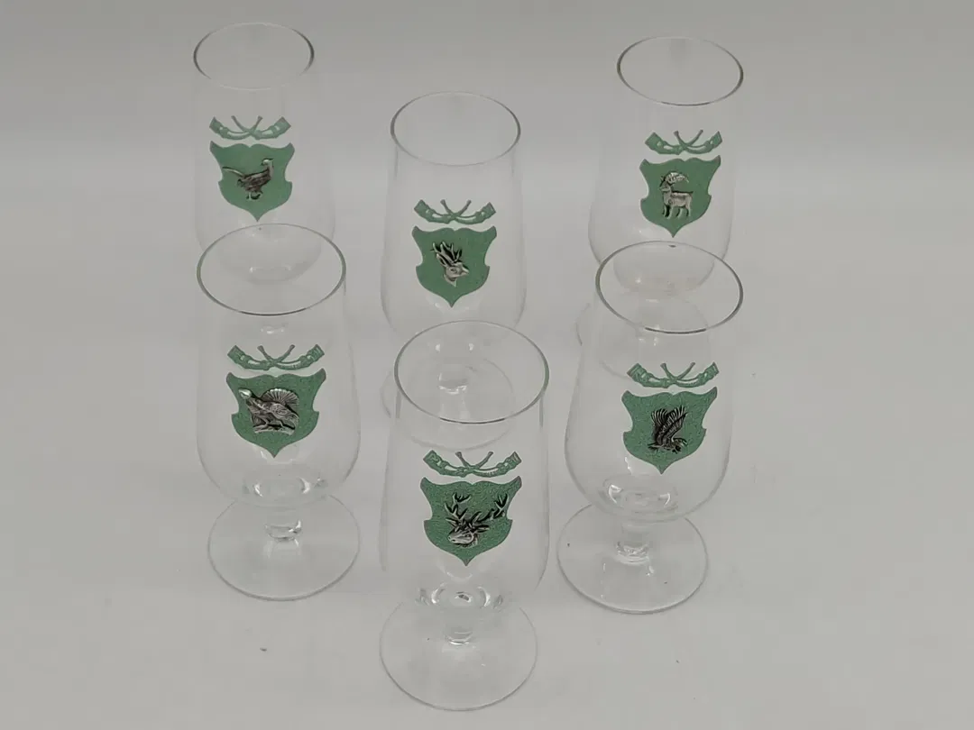 6 Stk. Vintage-Sektgläser mit Tiermotiven - Bild 1