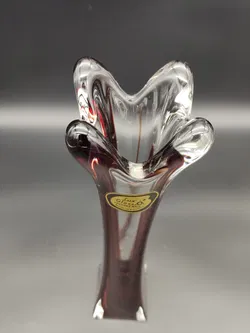 Vintage-Vase der Marke Lux Glass Austria / dunkelrot-transparent verlaufend - Bild 2