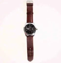 CURREN Quartz Herrenuhr Schwarz mit Datum, braunes Lederband - Bild 3