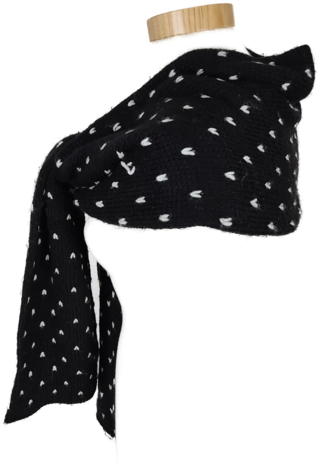 Schal und Haube "pieces", schwarz, gestrickt mit weißen Maschen – Bild 3