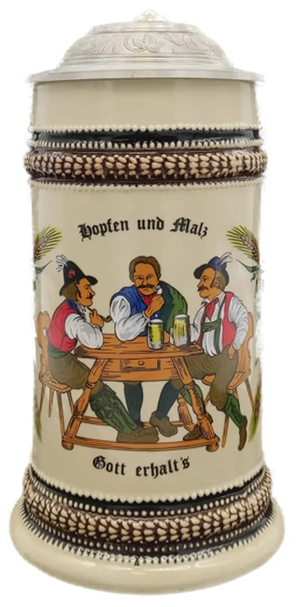 Kunst und Handelshaus Sachsen Retro Bierkrug mit Zinndeckel - 18cm Höhe – Bild 2