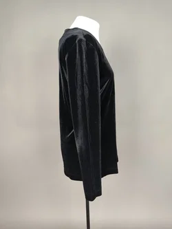 Damen Langarmshirt Schwarz in Samtoptik - XL / 42 – Vorschau 2