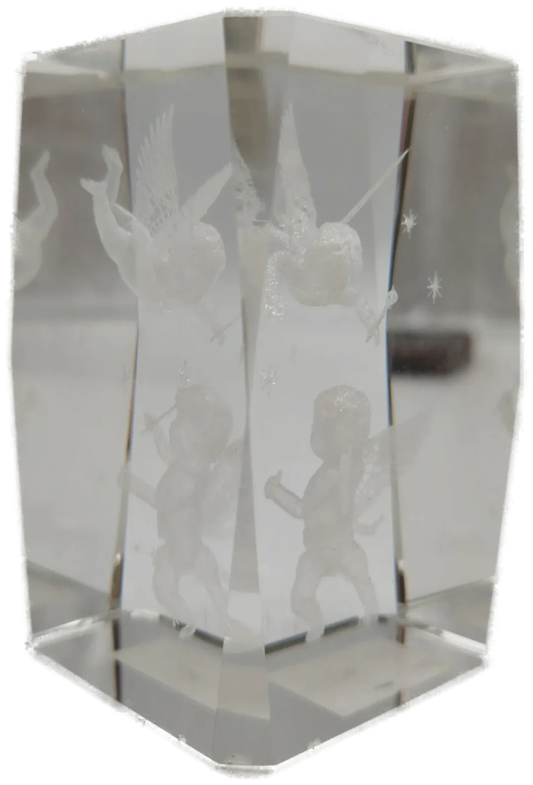 Kristallklarer Briefbeschwerer aus Glas - Engel-Motiv mit Sternen / 8x5x5cm – Bild 3