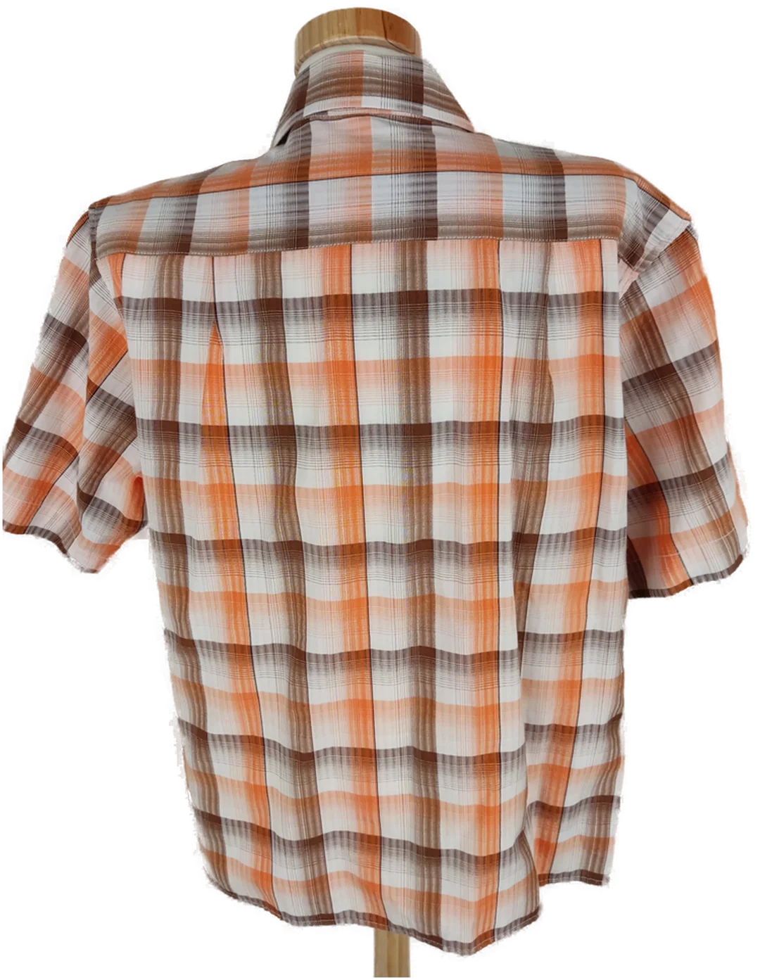Hemd "Angelo Litrico", kurzarm mit Kragen, weiß/braun/orange kariert, Größe M/39-40 – Bild 4