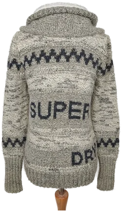 Superdry Damen Strickjacke grau/beige/gold gemustert - 38/M - Bild 2
