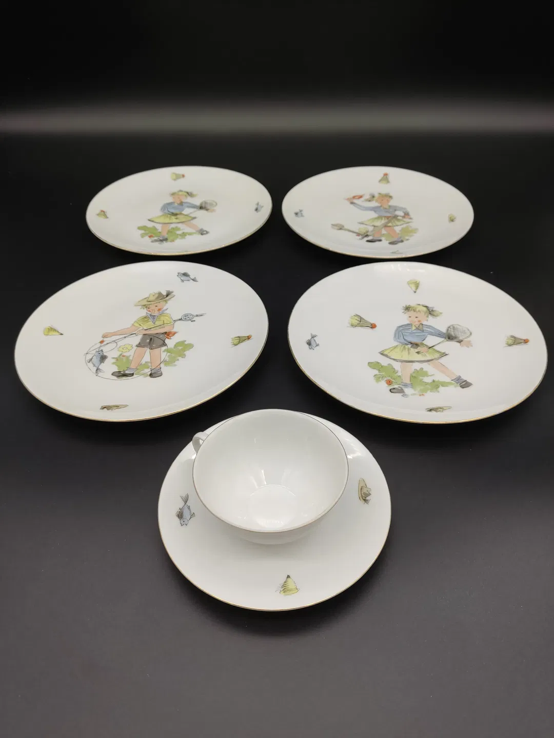 Vintage Winterling: Moccatasse & 4 Dessert-Teller - Bild 4