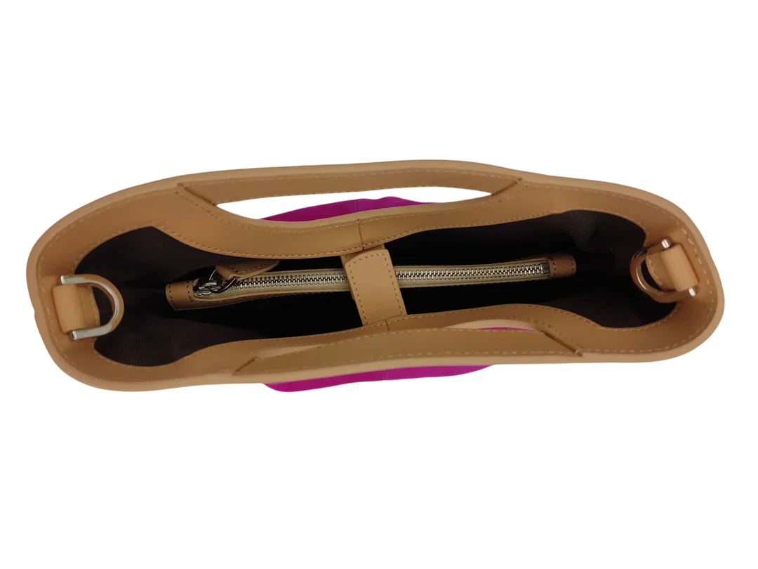 Max V. Koenig Damen Lederhandtasche, pink/creme - Höhe ca. 22 cm  – Bild 3