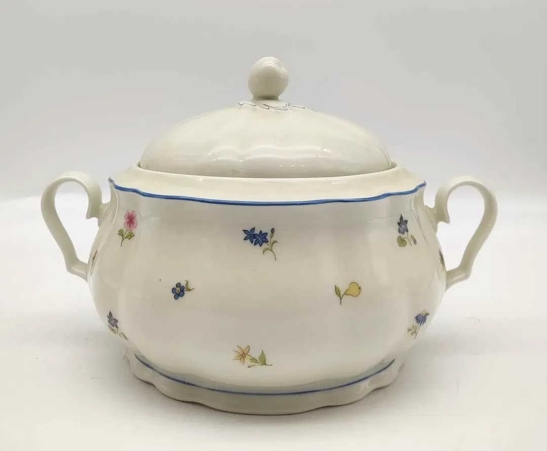 Seltmann Weiden- Suppenschüssel mit Deckel 2,15 l Streublume blauer Rand - Bild 4