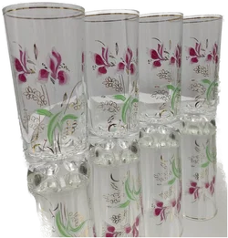 DeValbor Trinkgläser 4er-Set mit Irisblüten | Italienischer Retro-Charme – Vorschau 7