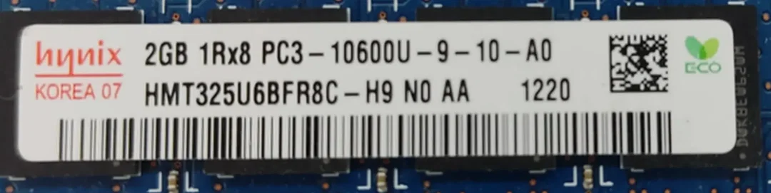 Hynix 2GB DDR3 1Rx8 PC3-10600U-9-10-A0 Arbeitsspeicher / RAM  – Bild 2