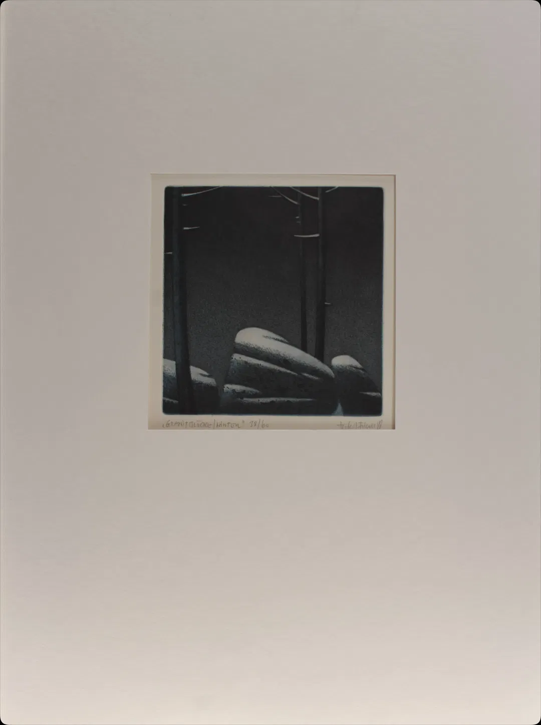 Signierter Kunstdruck „Granitblock/Winter“ – F. G. Illies – Limitierte Auflage 31/60 - Bild 1
