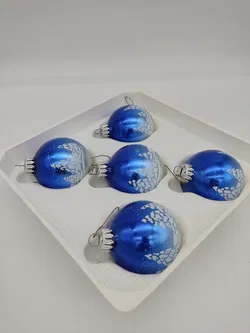 blaue Weihnachtskugeln (10 Stk., Glas & handbemalt) - Bild 4