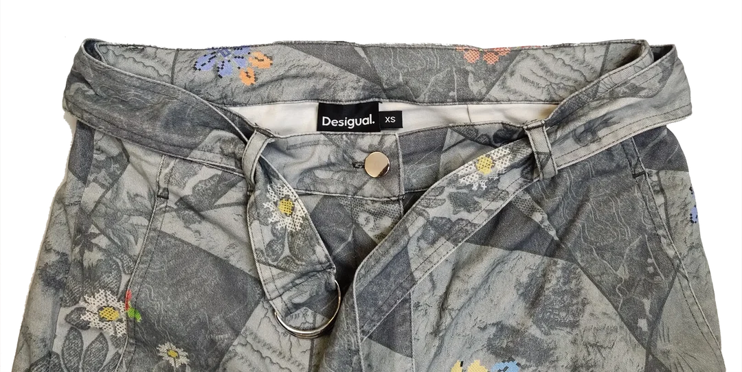 Desigual Damen Jeans grau gemustert Gr. XS – Bild 3