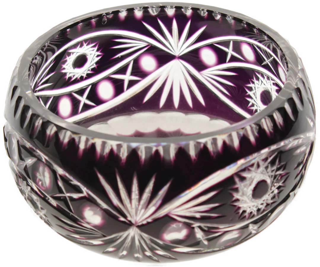 Elegante, handgeschliffene Bleikristall-Schale in Violett – Bild 2
