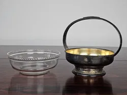 Vintage ES Messing/Glas Korb - Höhe ca. 20 cm  - Bild 4