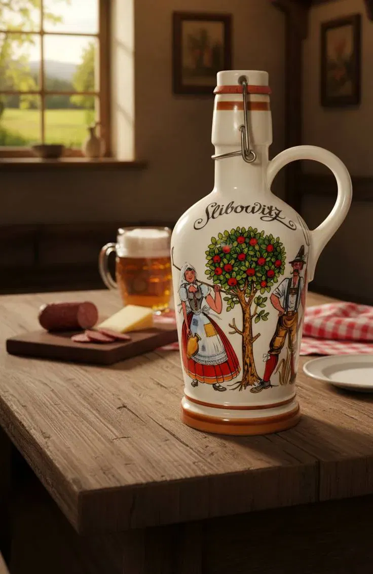 Rösler Keramikflasche „Slivowitz“ – Made in Bavaria, Handbemalt, Bauernmotiv - Bild 4