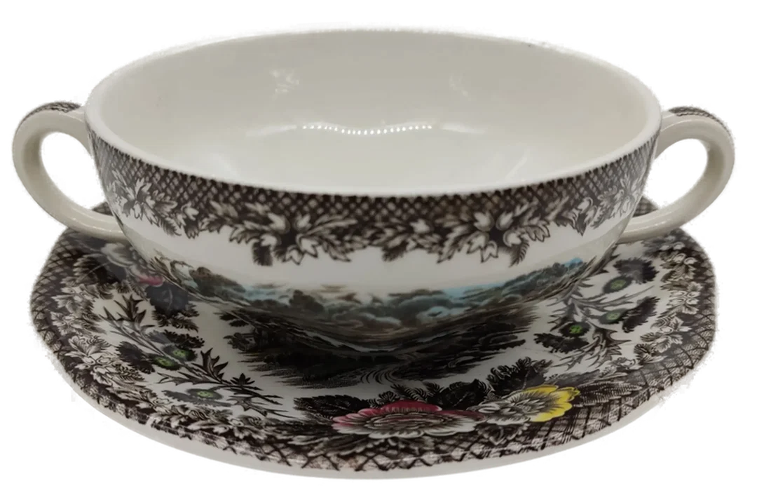 Enoch Wedgwood Tunstall Ltd Suppentasse mit Unterteller Desgin "Lochs of Scotland" – Bild 3