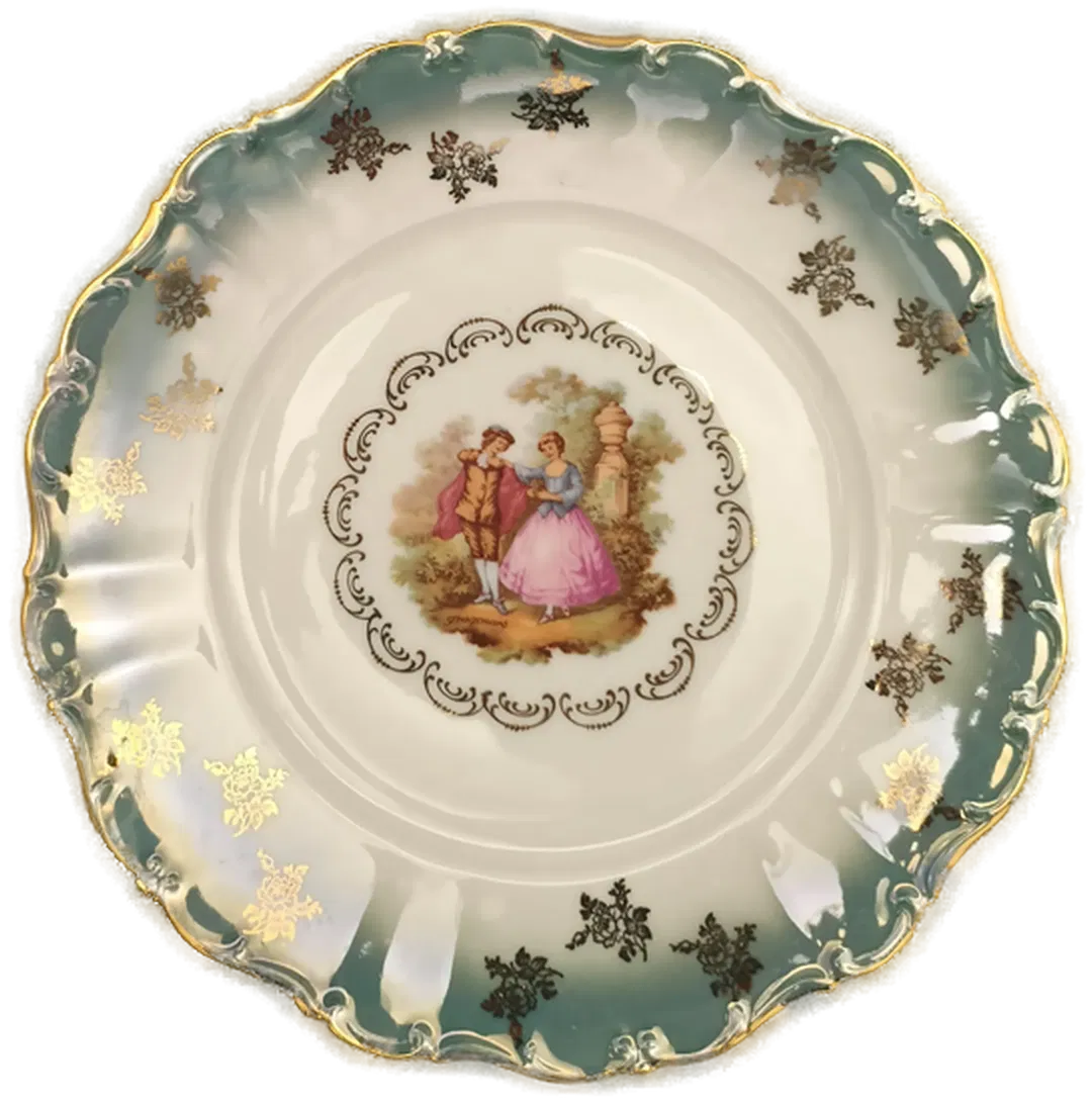 Seltmann Weiden Porzellanteller Durchmesser 19cm Jean-Honoré fragonard sujet Goldrand - Bild 1