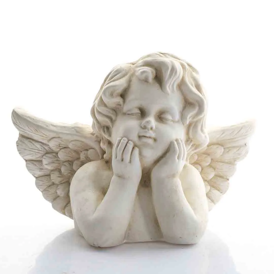 Dekorative Engelsbüste Putto mit ausgebreiteten Flügeln 26 cm – Bild 1