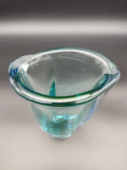 Glasvase im Murano-Stil / Blau-Grün - Bild 4