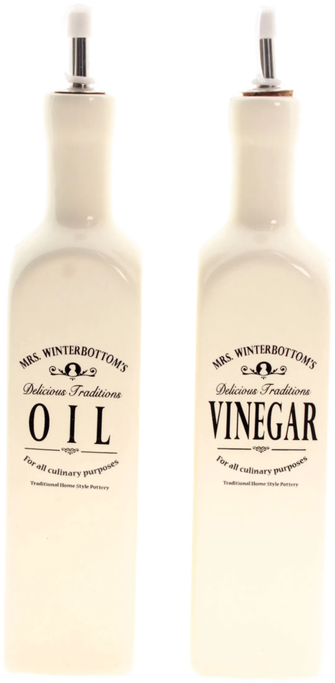 Öl & Essig Spender Set „Mrs. Winterbottom’s“ – Keramikflaschen mit Ausgießer - Bild 1