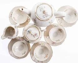 Winterlinger Feinporzellan/keramik Kaffee/Teeset 5 Tassen mit Unterteller 1 Milchkanne 1 Kaffee/Teekanne 1 Zuckerdose – Vorschau 2