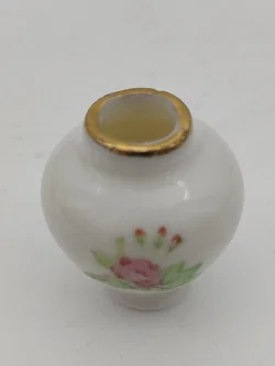 Puppenhaus Zubehör: Miniatur Fürstenberg Porzellanvase mit Rosendekor Goldrand | Sammlerstück  - Bild 3