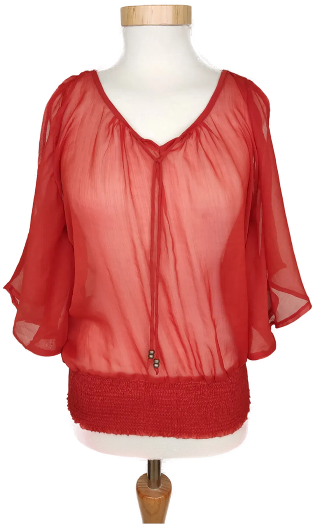 Orsay Damen Bluse rot transparent und schulterfrei - S/36 - Bild 4