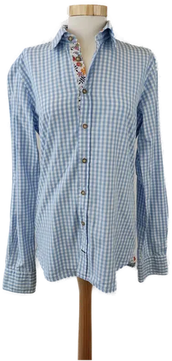Pure Casual Damenbluse weiß, blau kariert - Gr. M/38  - Bild 1