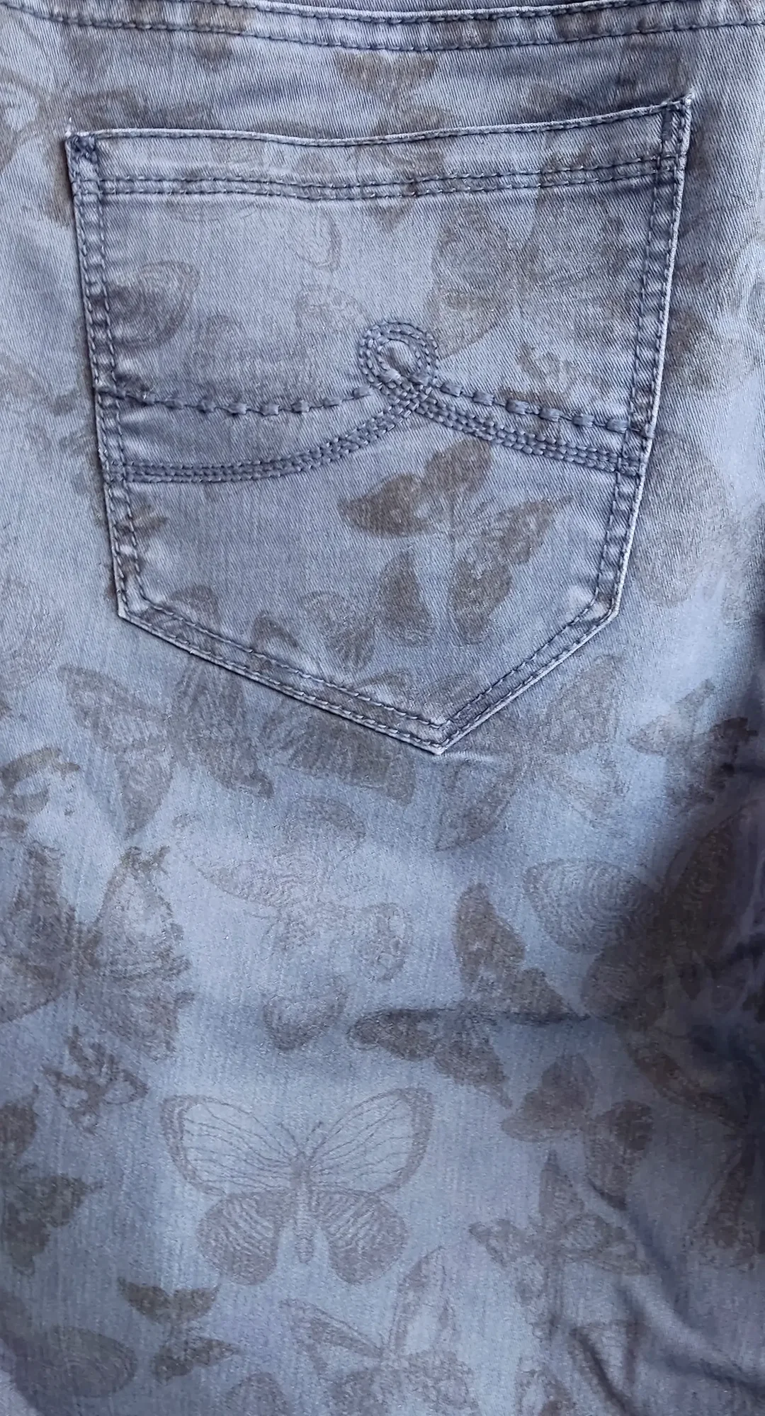 CECIL Damenjeans mit Schmetterlingsmuster blau - Gr. 28 – Bild 3
