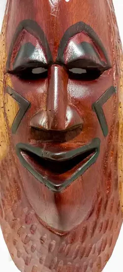 Große Wandmaske ca. 60 cm – geschnitzt, rotbraun mit schwarzer Bemalung - Bild 3