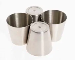  4 Stk. Exclusives WMF Shotbecher-Schnapsbecher im Lederetui, Edelstahl 2cl-Stamperl, im Edlen Disign mit Aufbewahrungs-Etui aus Leder - Bild 2