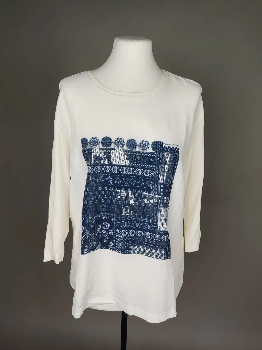 Walbusch Damen Bluse creme-blau - XL / 42 - Bild 4