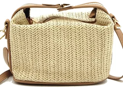 Strohumhängetasche Damen beige  - Bild 2