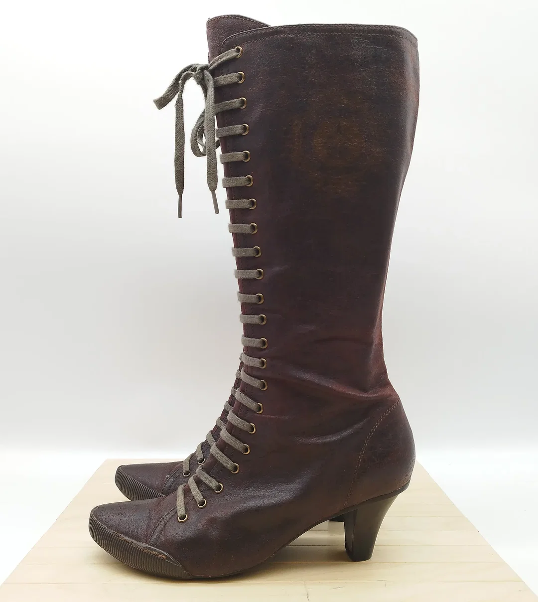 Jump for the people Schnürstiefel, Leder, Gr. 38, braun - neu besohlt  – Bild 3
