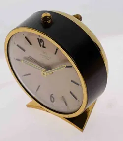 JUNGHANS Vintage Tischuhr mit Weckerfunktion in braun-gold - Bild 3