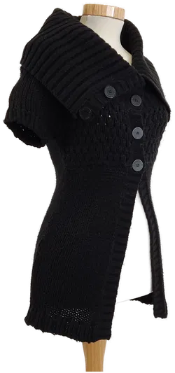 Damen Strickweste Kurzarm mit Knöpfen, Schwarz, Gr. 34 - Bild 2