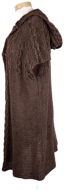Strickweste 'Yessica", kurzarm, braun, gestrickt mit Kapuze, Größe XL – Bild 2
