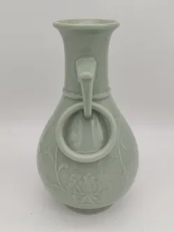 Große dekorative Henkelvase aus China - pastellgrün  - Bild 3