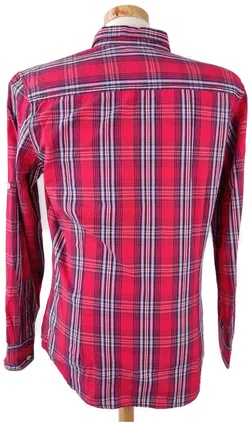 SMOG Herrenhemd Rot, weiß längsgestreift - M (Slim fit) - Bild 3