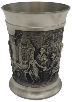 Zinnbecher Set mit Relief, 4 Stück, ca. 9–10 cm - Bild 2