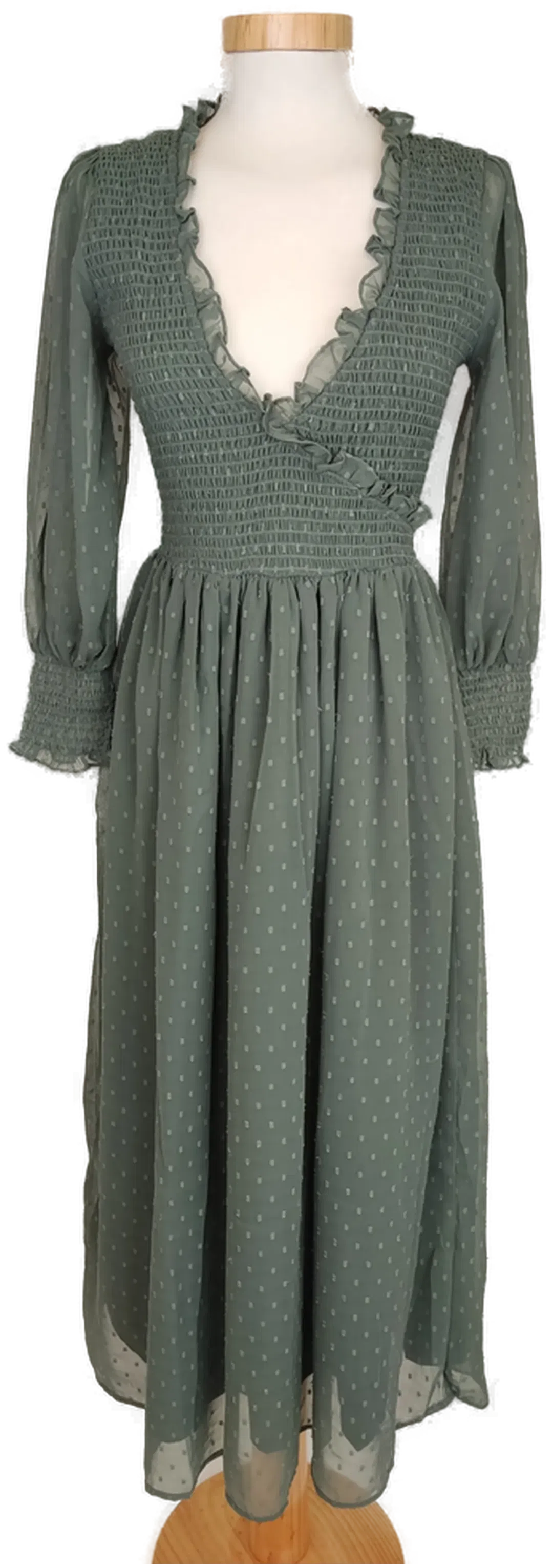 Asos Damen Maxikleid grün, Ärmel und Rücken transparent - XS/34 - Bild 4